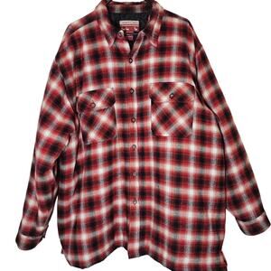Caribou Creek Men's XXL Insulated Flannel Shirt‎ Shacket Red Black Plaid Winter